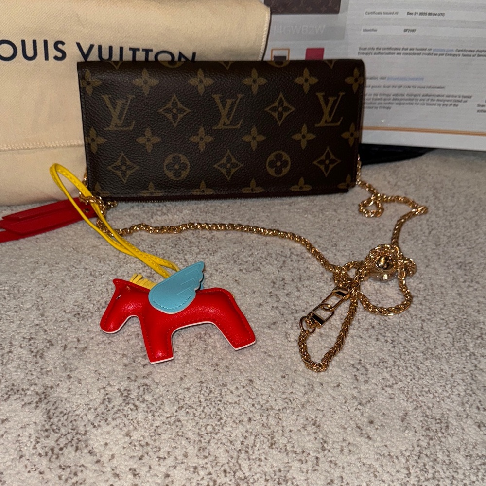Louis Vuitton Brown Monogram Pouch with Gold Chain - Picture 5 of 5